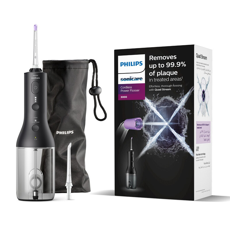 Philips Sonicare Black Cordless Power Flosser 3000, Oral Irrigator, Water Flosser, 2 Flossing Modes & 3 Intensities, Hx3826/33,