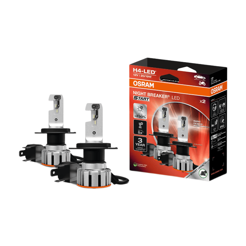 OSRAM NIGHT BREAKER LED START H4, 230% meer licht, 6000K, 12 V, LED hoofd- en standlicht met wegtoelating