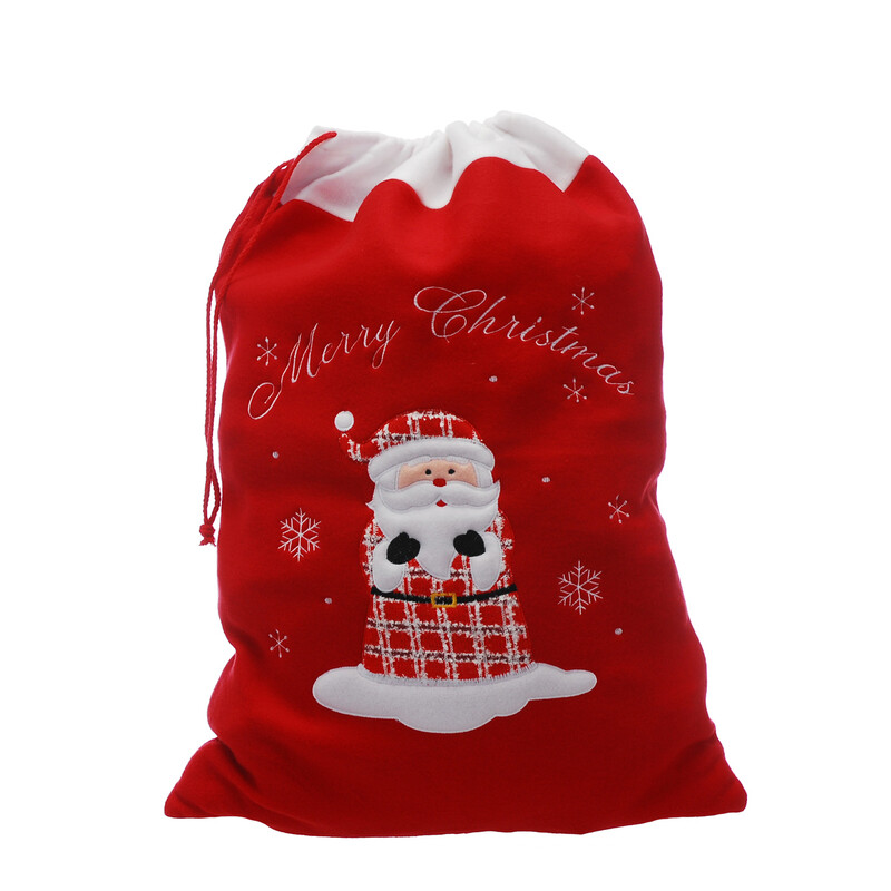 Festive 70Cm Red Fleece Sack - Santa