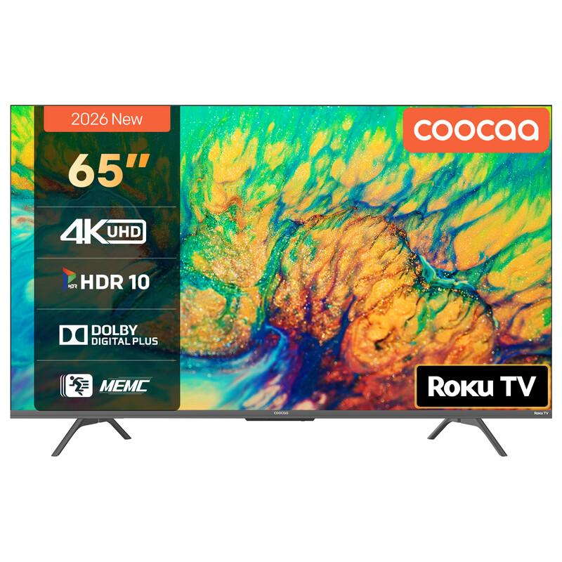 Coocaa 65 Zoll Smart TV UHD Roku – HDR10, Augenschutz Premium, Triple Tuner, flüssiges Streaming