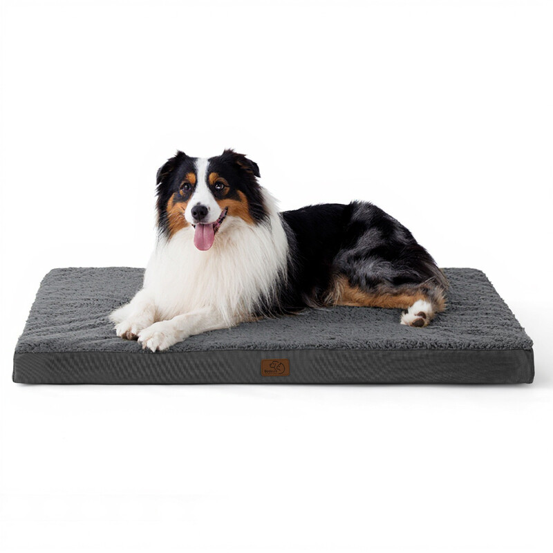 Orthopädisches Hundebett mit Wirbelsäulenunterstützung für mittelgroße Hunde - 89 x 56 x 7,6 cm flauschige waschbare Hundematte, dunkelgrau, für mittelgroße Hunde