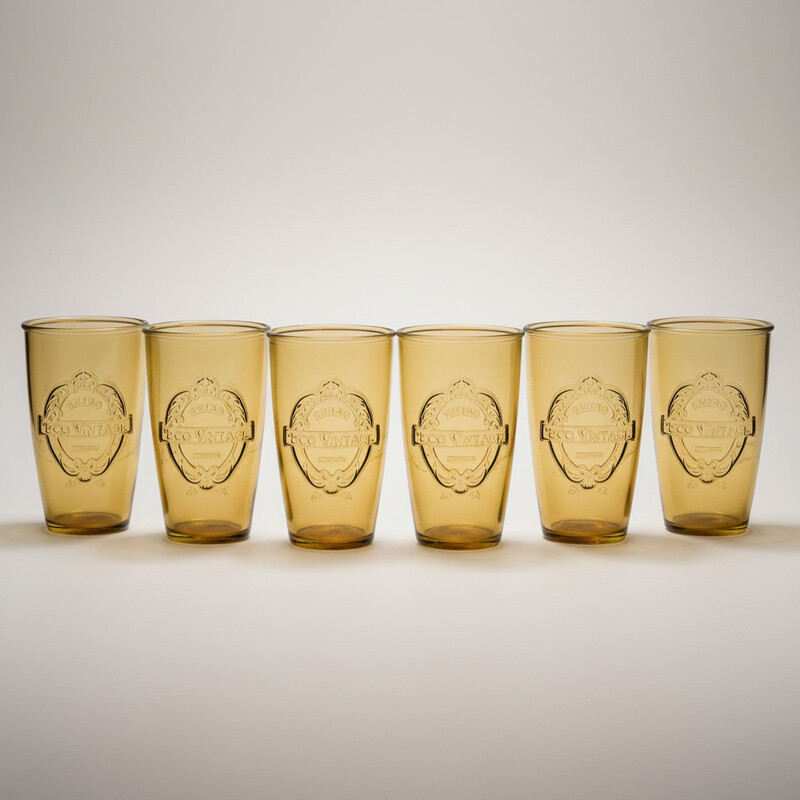 Dexam set van 6 Sintra drinkglazen van gerecycled glas - oker