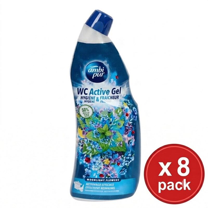 Ambi Pur Gel actif WC Fleurs de clair de lune - 8 x 750 ml
