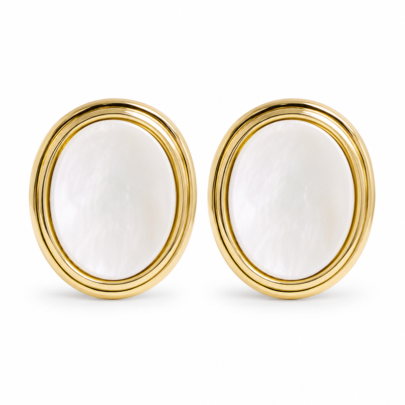 VoxorAI European and American Style White Geometric Cat's Eye Stone Earrings, Stud Earrings, Ear Studs, All Seasons