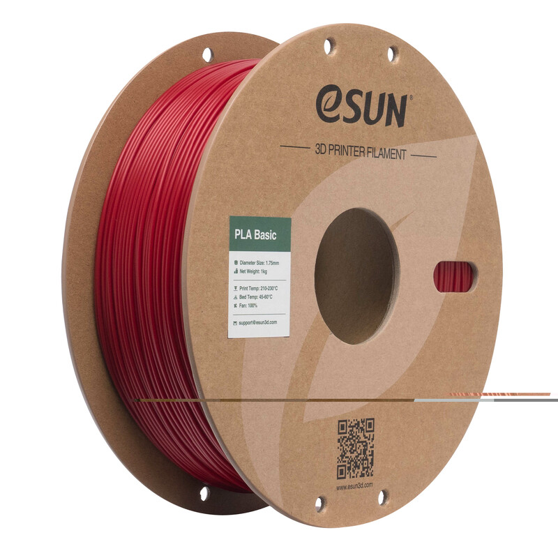 eSUN PLA-Basic 3D-Druck-Filament 1,75 mm - Feuerwehrauto Rot 1 kg, Hochgeschwindigkeits- & kostengünstiges verbessertes PLA 3D-Filament für die meisten Drucker, schnelle Lieferung