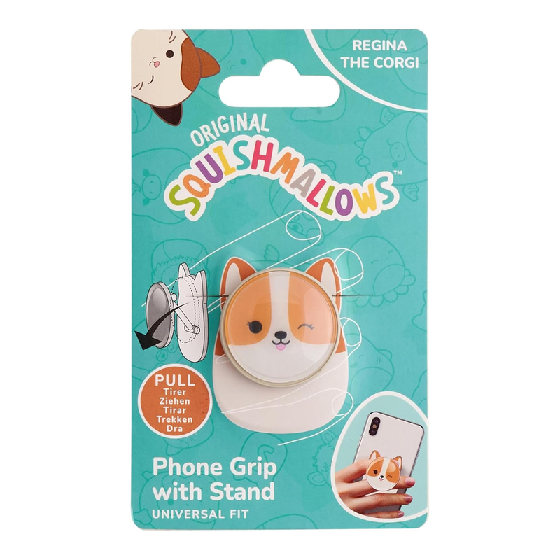 Squishmallows Regina de corgi telefoongreep en -standaard