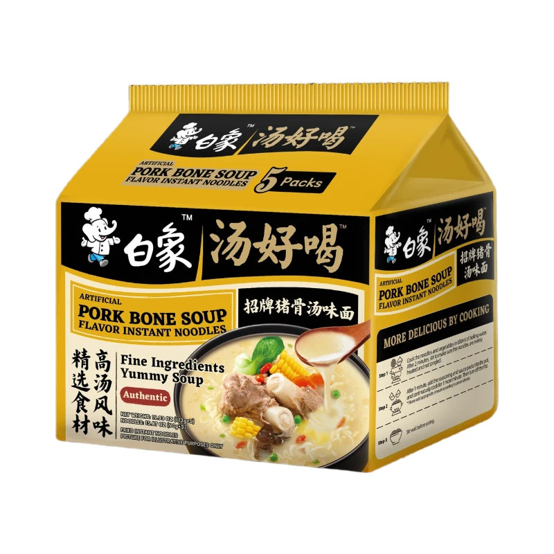 Baixiang Instant Noodles ( Artificial Pork Bone Soup Flavor) - 113g*5 565g