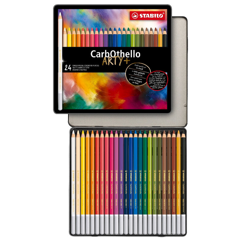 STABILO CarbOthello - Chalk-Pastel Pencil - ARTY+ - Tin of 24 - Assorted Colours