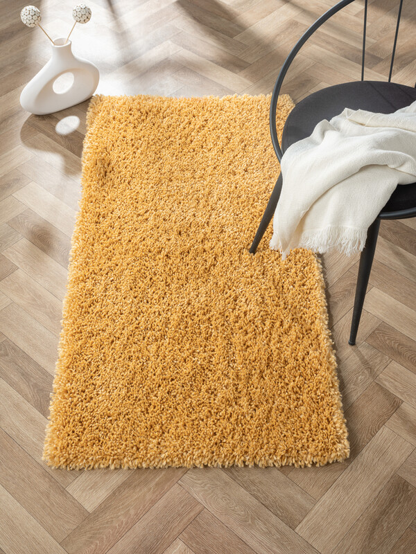My Flair "My Shaggy" Rechteckiger Teppich Goldgelb 140 x 70 cm