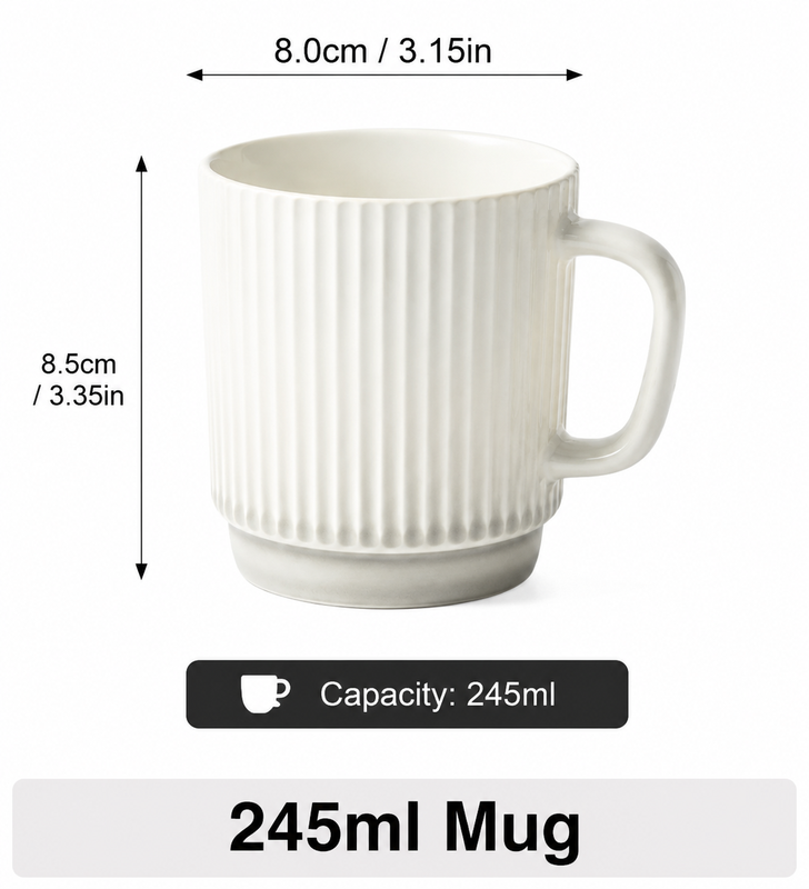 JIWOO Collins 245 ml Becher Glänzend Grau+Glänzend Weiß 1 Stück