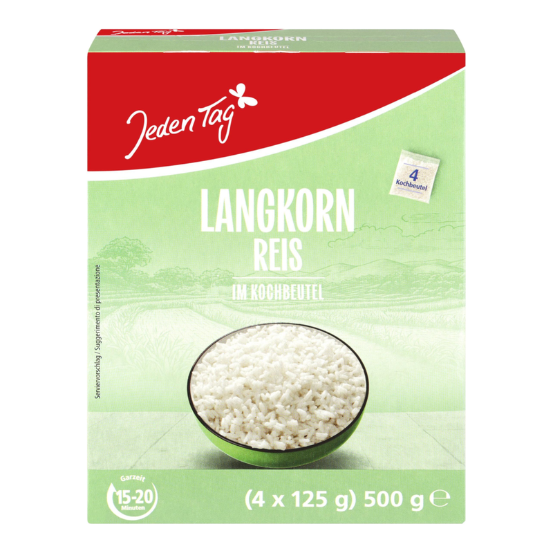 Jeden Tag Parboiled-Langkornreis im Kochbeutel 4 × 125 g