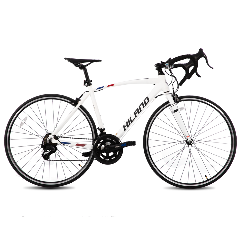 Hiland, Alience, 700C Adult Road Bike, Leichtgewicht, für Herren und Damen, Rennrad, City-Bike, mit 14 Gängen, Weiß, Größe L