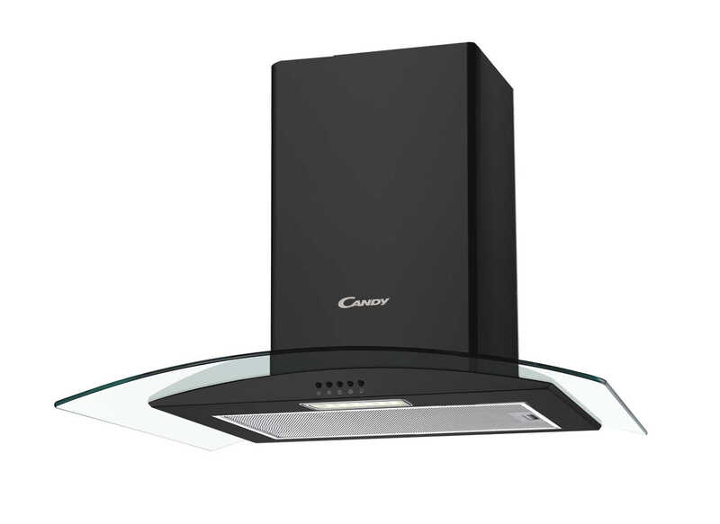 60 cm Chimney Hood， Black and Black Glass