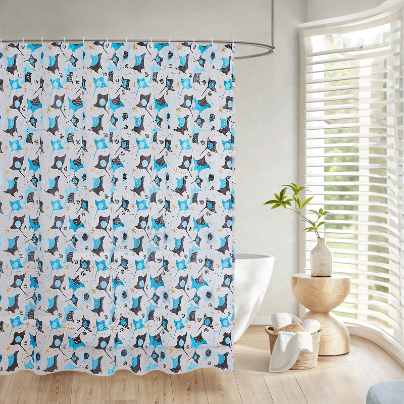 MEROPE PEVA bedrukte douchegordijn 180x180cm koraal 1-pack