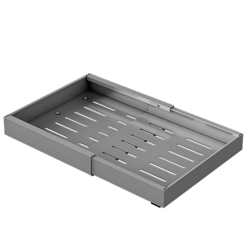 Extendable Storage Rack – Gray Small Drill-free Pull-out Basket， Stainless Steel， Adj