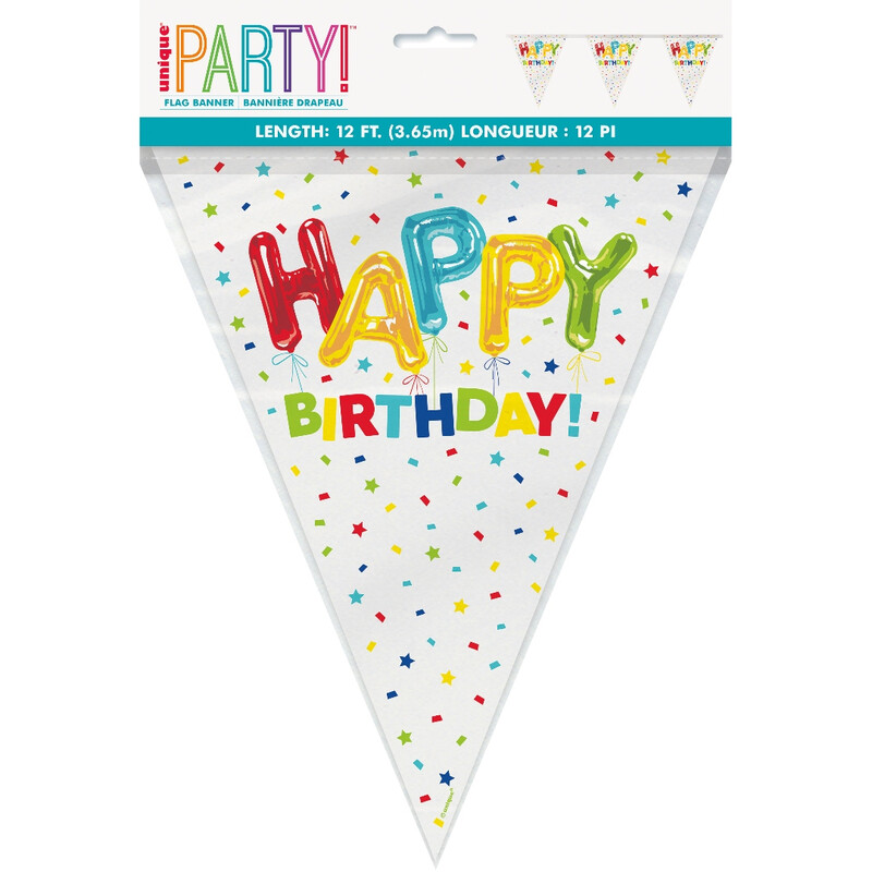Unique Happy Balloon Birthday Bunting, 3.65m