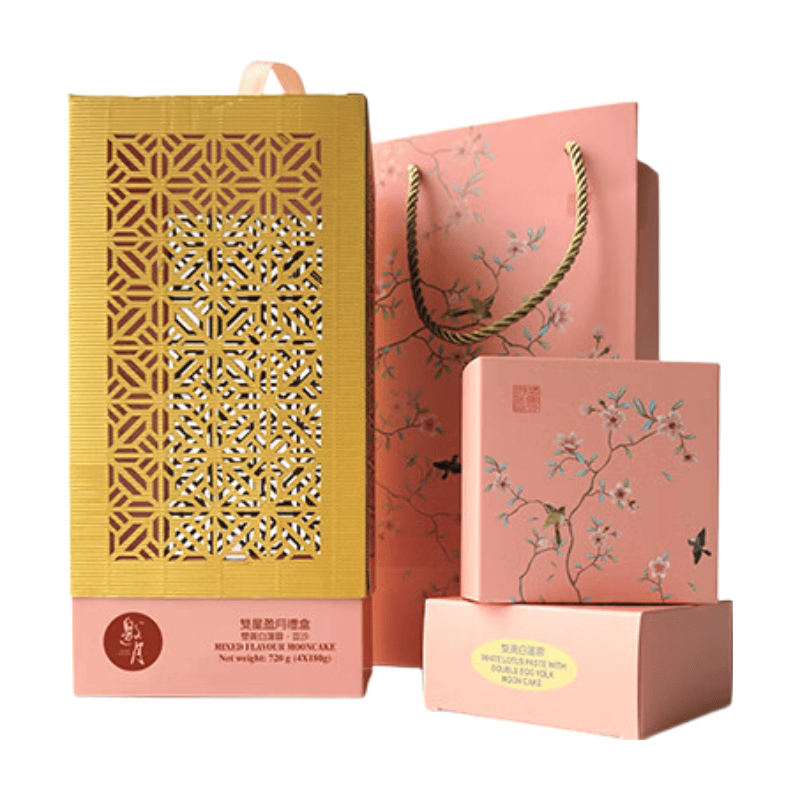 Mid-Autumn Festival Yao Yue Double Star Full Moon Gift Box - Lanterns (Double Yolk White Lotus Paste/Pure Red Bean Paste) 4 pcs 720g