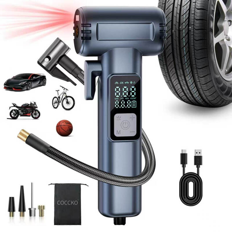 Portable Wireless Air Compressor - Smart Car/Motorcycle/Bicycle Tire Inflator with 5 LED Modes, USB Charger, SOS Safety, Mini Air Pump 12V Portable