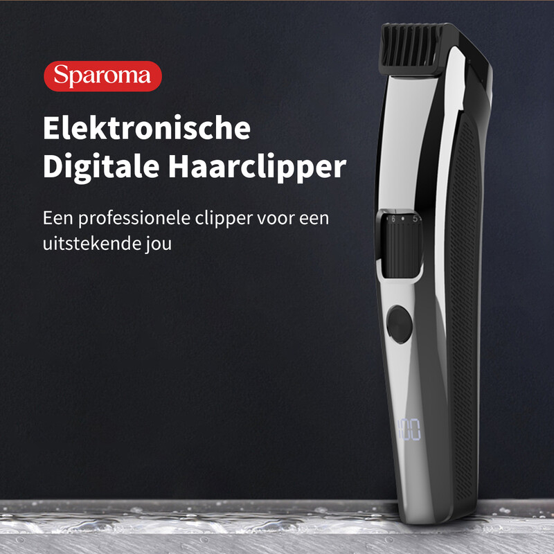 Sparoma tondeuse voor heren - draadloze haar- en baardtrimmer, met lengte-instelling met 10 standen, precisiebladen van 0,1 mm, lcd-batterijdisplay en opladen tijdens gebruik, laag geluidsniveau - FK-302