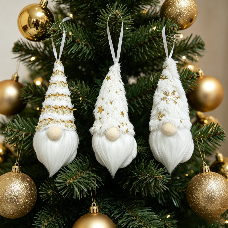 3PCS 5.5in/14cm Christmas Ornaments Hanging Christmas Gnomes Ornaments Swedish Handmade Plush Gnomes Santa Elf Hanging Christmas Tree Decorations Holiday Xmas Decorations Home Christmas Decor