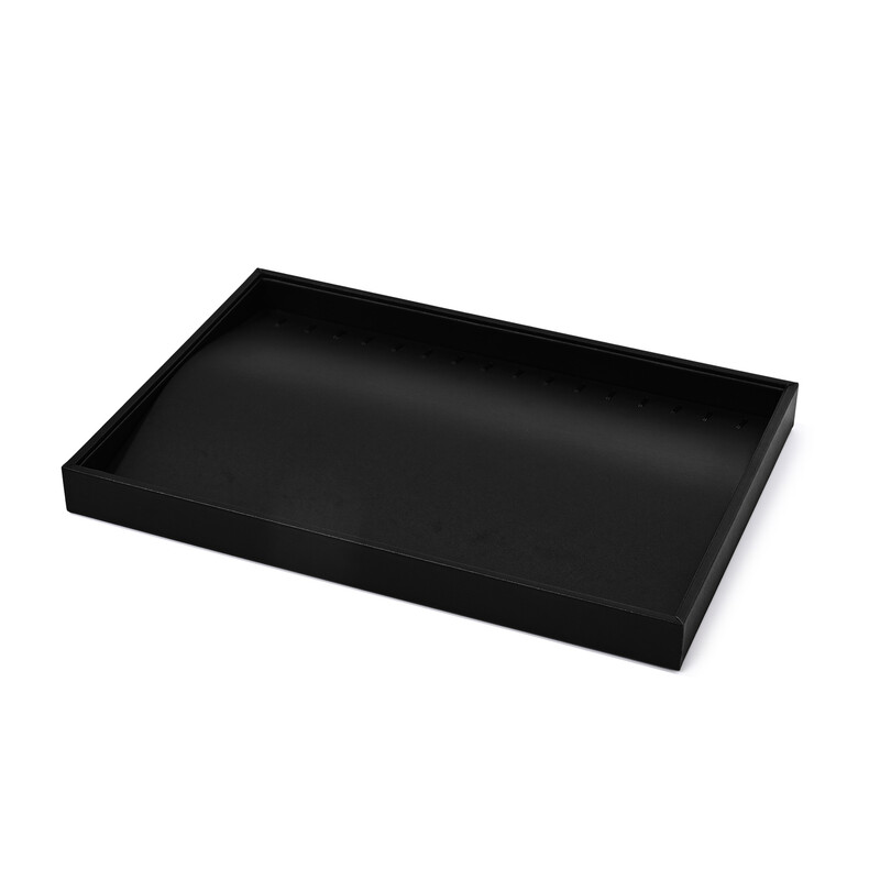 Oirlv PU-leer sieradentray, zwart sieradenorganizer, ring- en oorbeldisplay, halsketting- en armbandopbergdisplay, sieradenpresentatieaccessoires