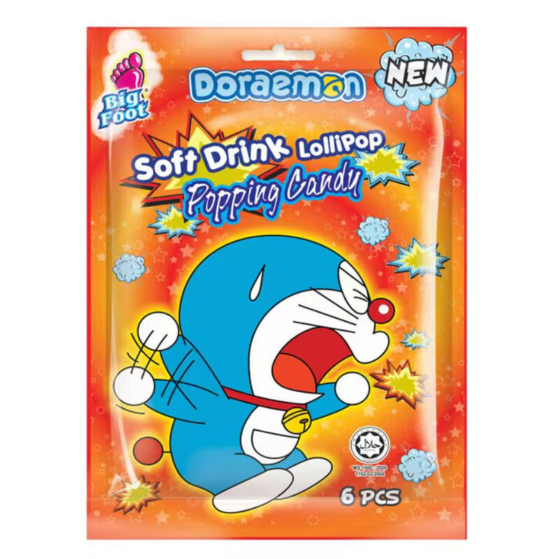 Big Foot Doraemon Soft Drink Lollipop with Popping CANDY - 60g
