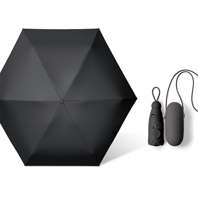 Beneunder BM525, 5-fach faltbarer Regenschirm mit schwarzer Gelbeschichtung, Outdoor, winddicht und wasserdicht, Kapsel-Design, leicht für Pendler und Reisen, Schwarz, Modell F