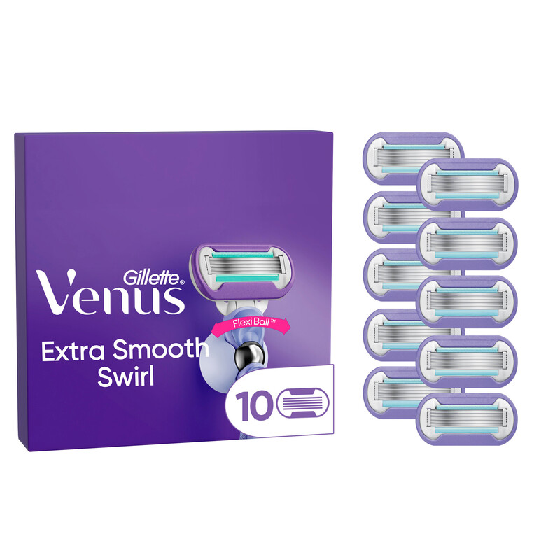 Gillette Venus Damen Rasierer Ersatzklingen - Packung mit 10 Venus Extra Smooth Swirl Einzelfrischklingen für eine sanfte Rasur