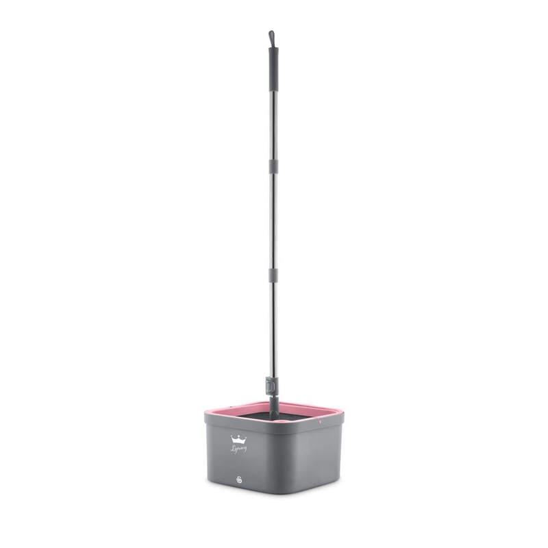 x Lynsey Turbo Spin Mop with Rinse and Wring 360° Spin Cycle， Pink and Grey