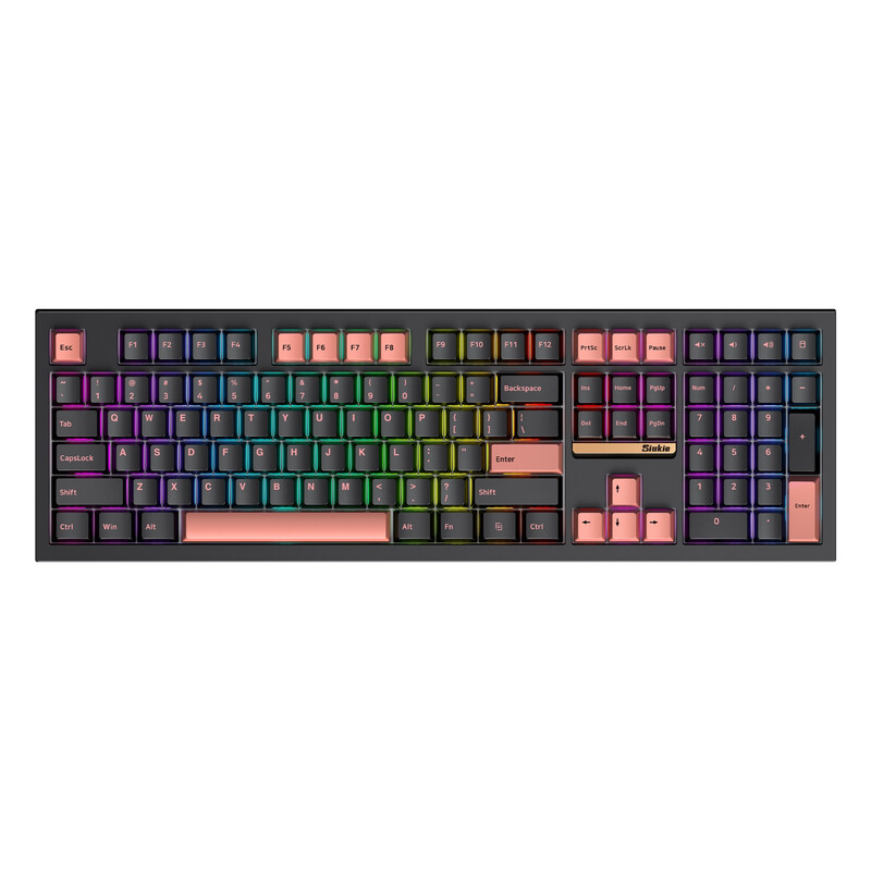 PL108W 108 Keys Detachable Switch 3MODE RGB Mechanical Keyboard Black