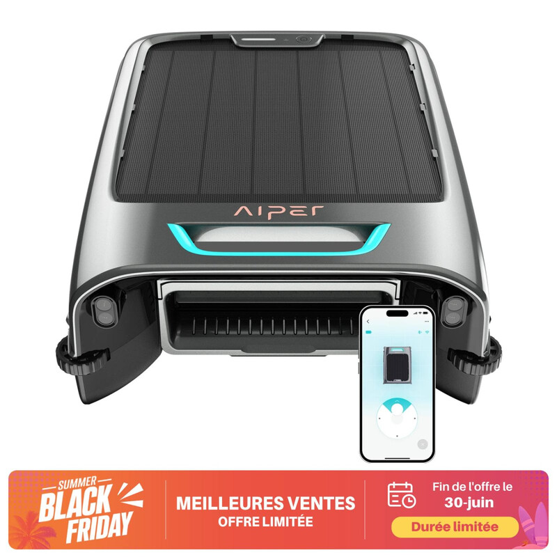 [Offres d'été - Précommande 369 € + Prix fixé + Livraison gratuite] Aiper EcoSurfer S2 – Robot aspirateur de piscine solaire sans fil | Nettoyage de surface 24/7 avec autonomie de 35 h, Contrôle via application Wi-Fi/Bluetooth, Évitement intelligent des o