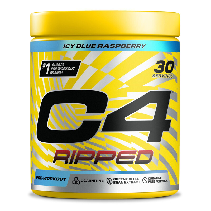 C4 Ripped - Pre-Workout-Booster - Icy Blue Raspberry (Himbeere) | Getränkepulver für Energy Drink | 150 mg Koffein + Beta-Alanin + Extrakt aus grünen Kaffeebohnen | 30 Portionen
