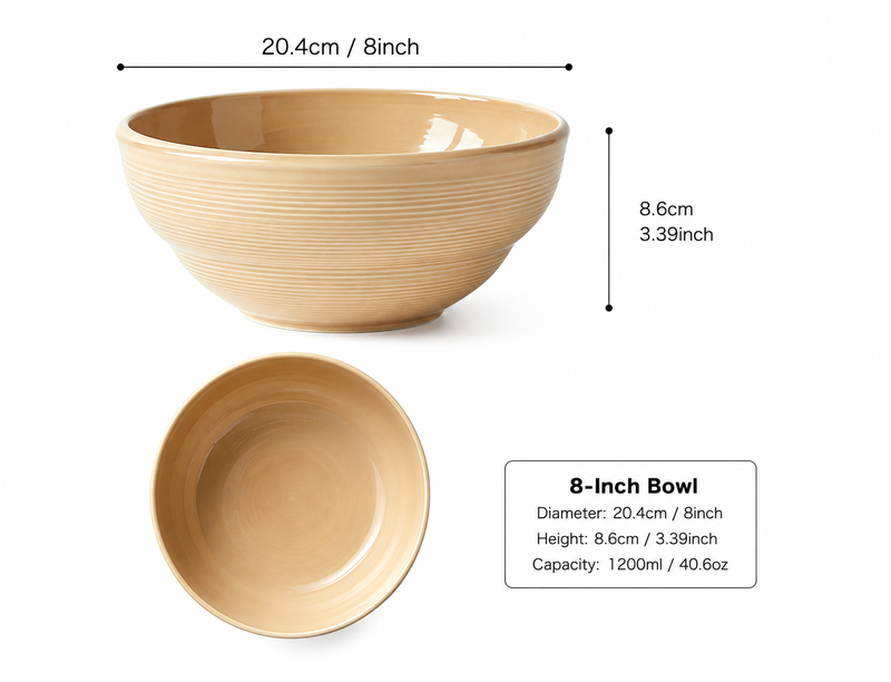JIWOO Zen 8" Schale Glänzend Braun 1 Stück