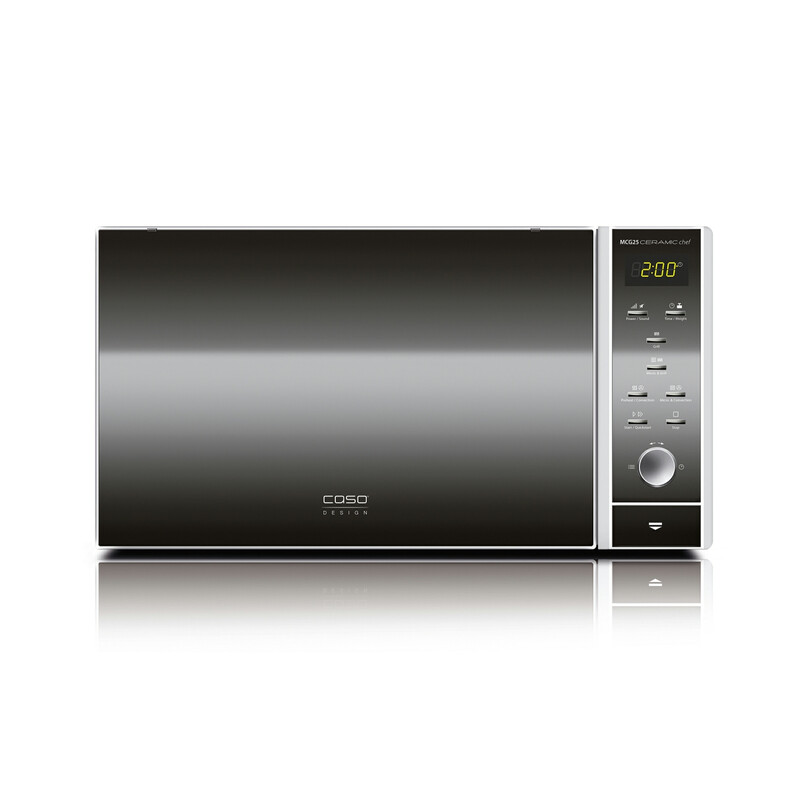 Caso Design Ceramic Chef Combination Microwave Oven & Grill - Silver， 25L， 900W Microwave， 1200W Grill， 2050W Convection， Flatbed No