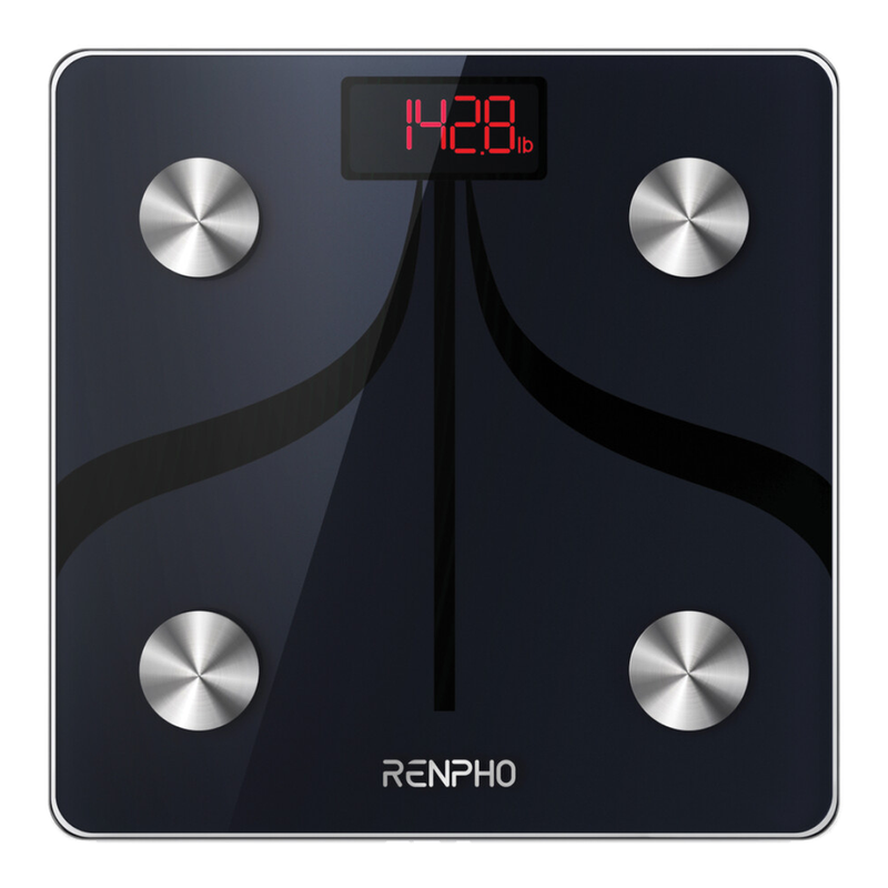 Renpho Black A005 Smart Body Scale, App Connectivity, 13 Body Metrics, Accurate Measurement,
