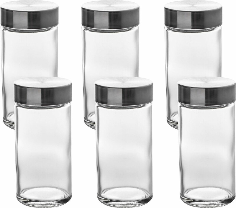 5five Glazen Specerijenpotten Set - 6 stuks, Transparant