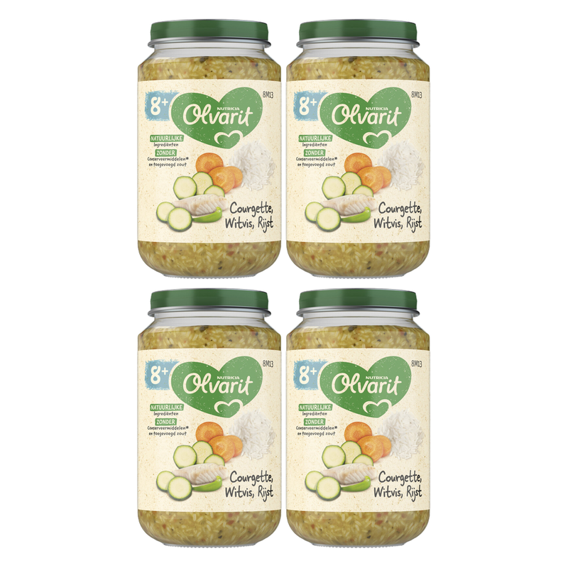 Olvarit Courgette poisson blanc riz 8M13 200 g * 4