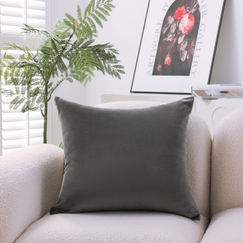 , Cotton Velvet Cushion Cover, 50x50cm, grey, 1pack