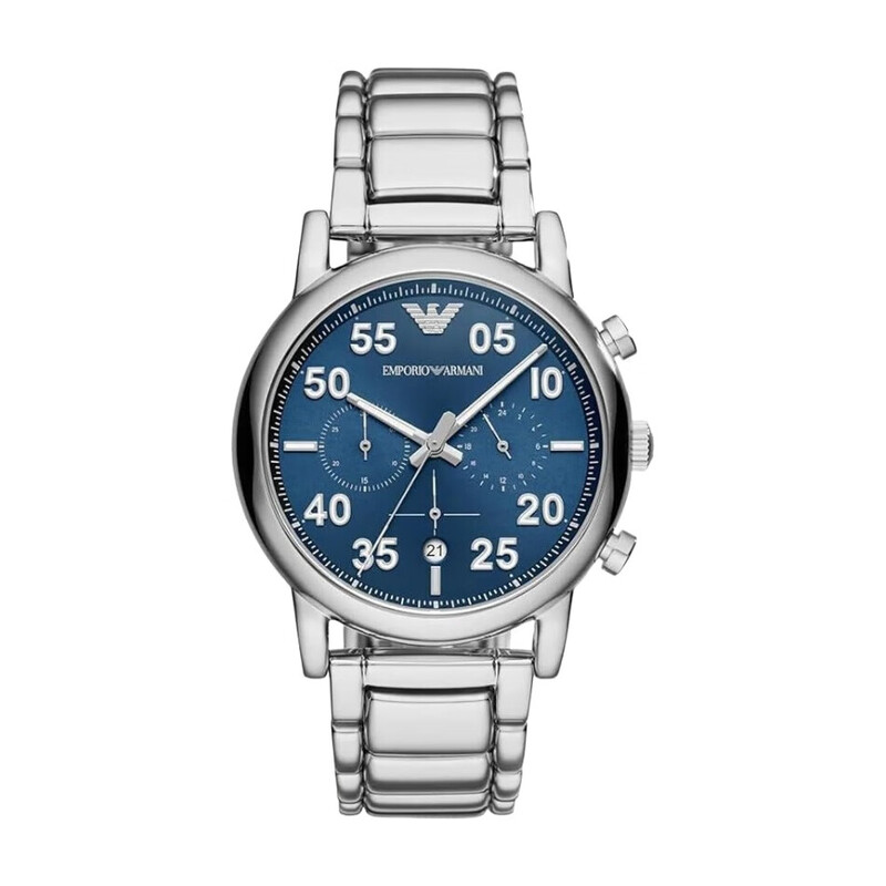 AR11132 Silver Plated Stainless Steel Men's Quartz 3 sub dial Chronograph Movement Wa