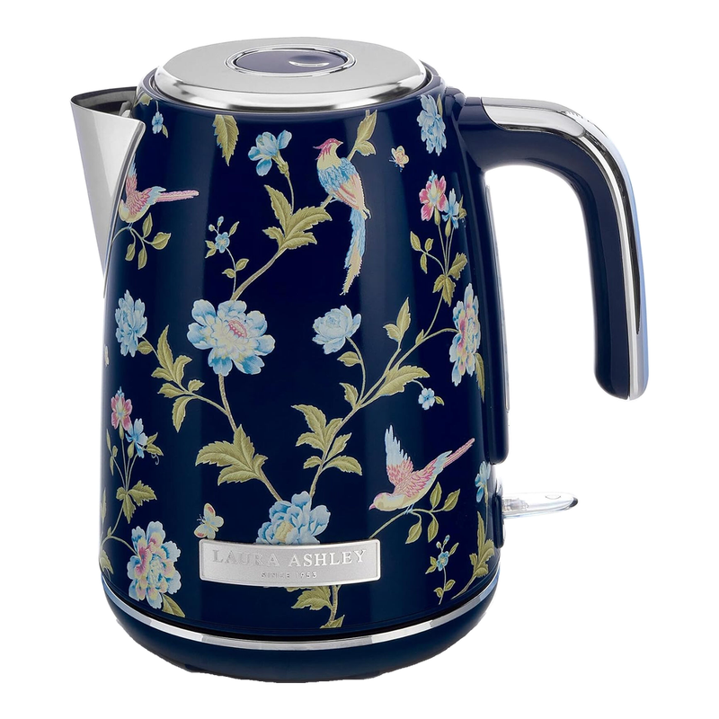 Vq (View Quest) Vq Laura Ashley Jug Kettle, 1.7L, Rapid Boil, Hand-Applied Elveden Navy Print, Vintage, Stainless Steel, Floral - Vqsbpkk278lanuk