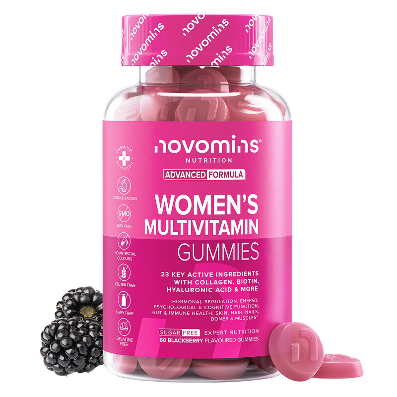 Novomins Women's Multivitamin Gummies for Daily Nutrition, Hair, Skin & Nails Support - 60 Fruit Flavored Gummy Vitamins