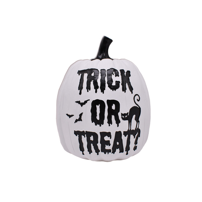 Festive 17Cm Polyresin White Pumpkin - Trick Or Treat
