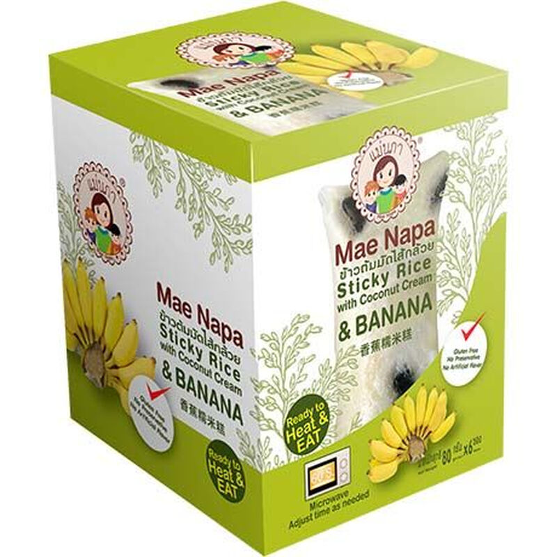 Mae Napa kleefrijst met kokos en banaan 480 g 6-pack