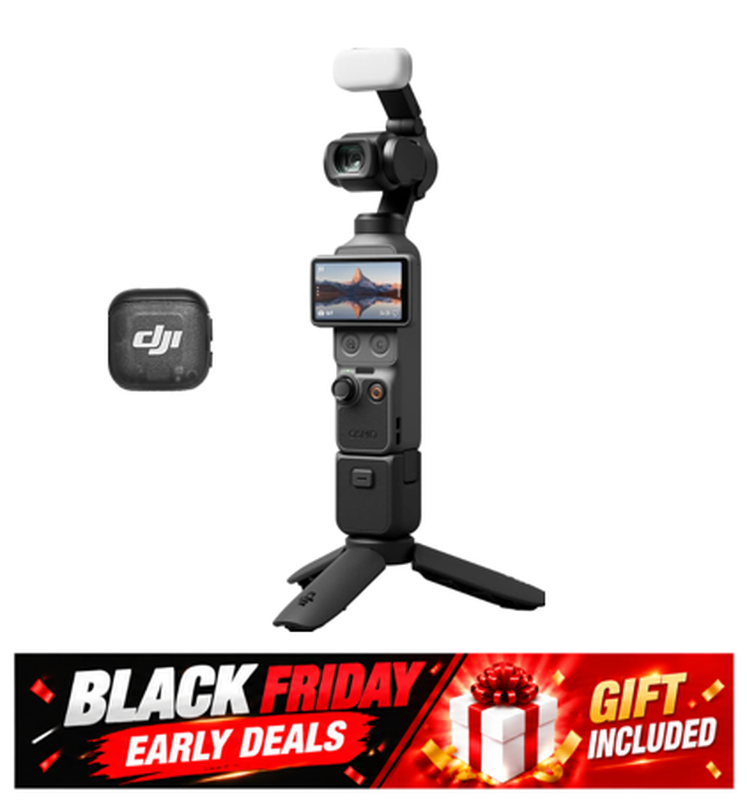 【Black Friday Early Deals】DJI Osmo Pocket 4 Creator Combo, Pocket Gimbal Vlog Camera, 1-Inch CMOS & 4K/240fps, 3-Axis Stabilisation, 2x Lossless Zoom, 14-Stop Dynamic Range, 107GB Built-In Storage, Handle with 1/4-Inch Thread