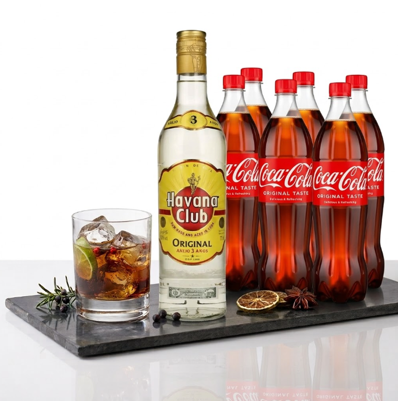 Vorteilspack Havana Club 3 Jahre 0,7 L + Coca-Cola Original Geschmack 6x1,25 L