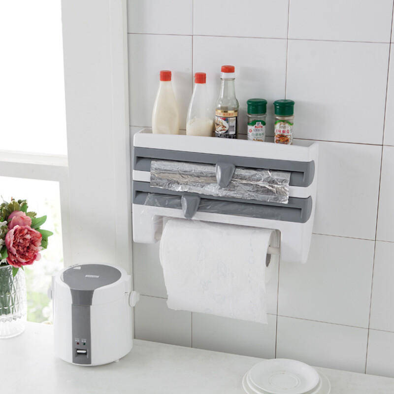 LIVINGANDHOME Küchen-Frischhaltefolie Rollenabroller mit Schiebe-Schneider, Easy-Cut & Platzsparend