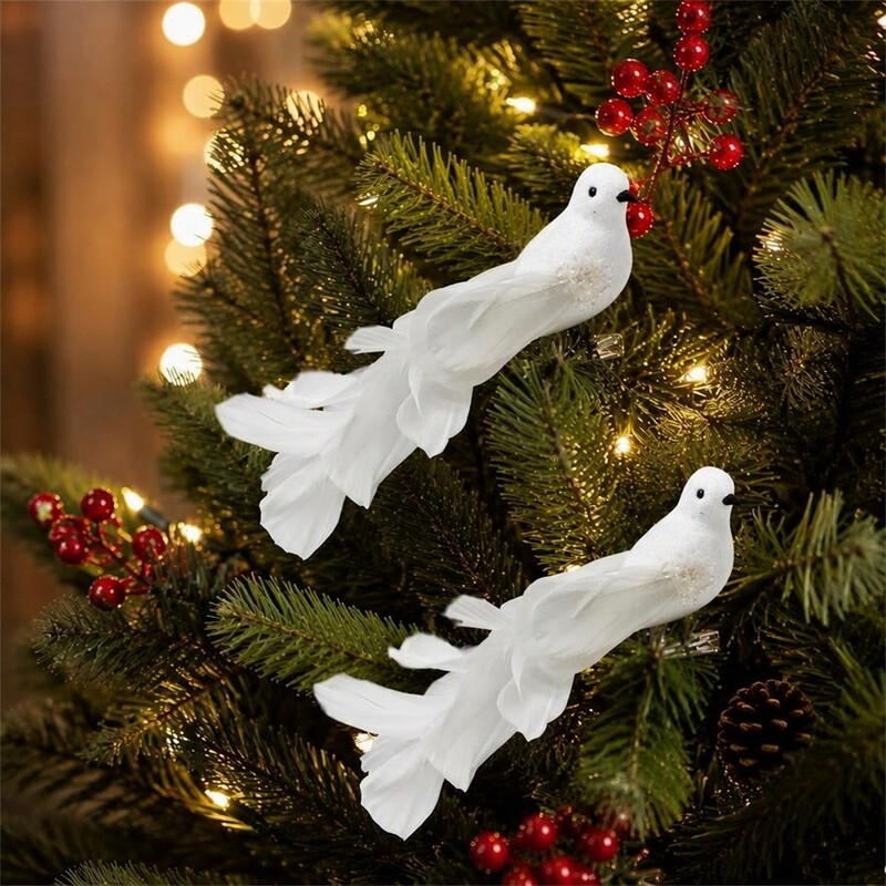 Huacan Kerstdecoratie vogel wit