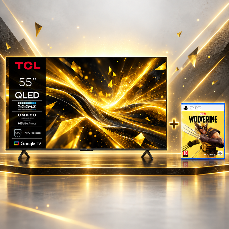 TCL 55T8C 55 inch 4K QLED 144 Hz smart tv + Marvel’s Wolverine PS5 gamebundel