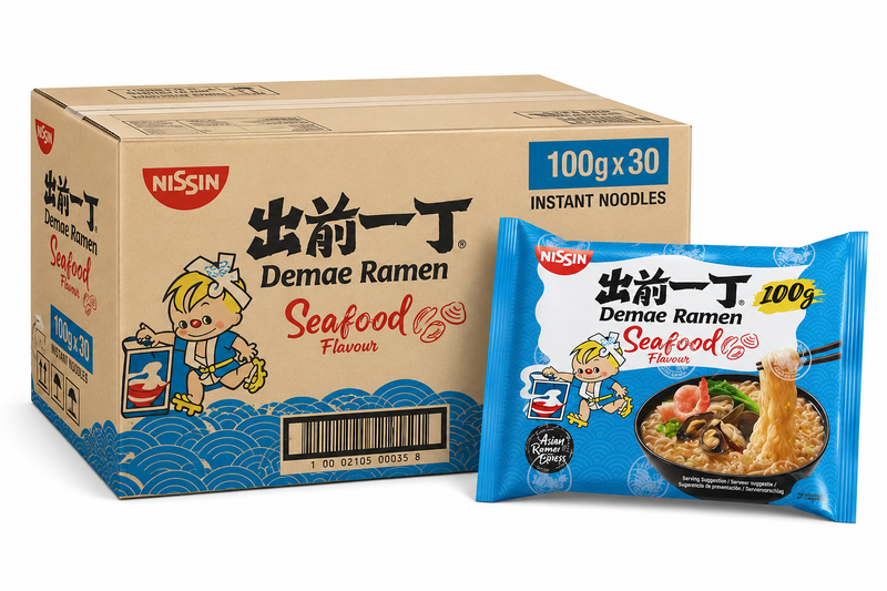 Instant Demae Ramen Noodle Zeevruchten, 30 x 100 g