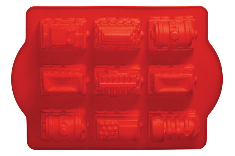 Essentials By Premier Red Silicone 9 Trains Cake Mould